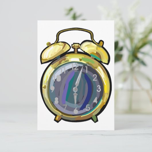 Gouden Alarm Klok Retro Tijdstuk Kaart (Staand voorkant)