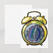 Gouden Alarm Klok Retro Tijdstuk Kaart (Voorkant / Achterkant)