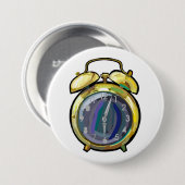 Gouden Alarm Klok Retro Tijdstuk Ronde Button 7,6 Cm (Voorkant /achterkant)