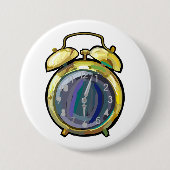 Gouden Alarm Klok Retro Tijdstuk Ronde Button 7,6 Cm (Voorkant)