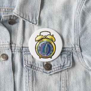  Gouden Alarm Klok Retro Tijdstuk Ronde Button 7,6 Cm