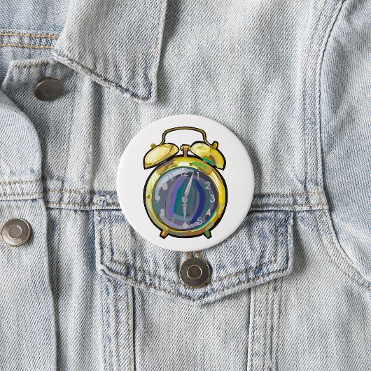 Gouden Alarm Klok Retro Tijdstuk Ronde Button 7,6 Cm