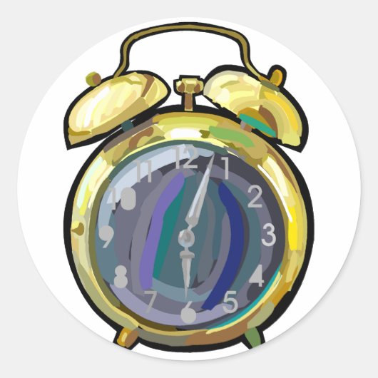 Gouden Alarm Klok Retro Tijdstuk Ronde Sticker (Voorkant)