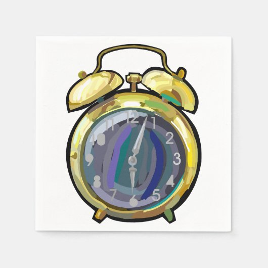  Gouden Alarm Klok Retro Tijdstuk Servet (Voorkant)