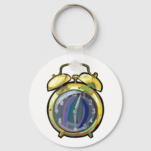  Gouden Alarm Klok Retro Tijdstuk Sleutelhanger (Voorkant)