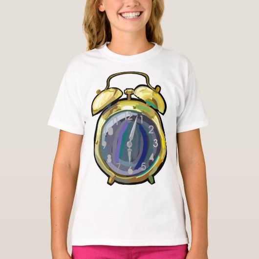 Gouden Alarm Klok Retro Tijdstuk T-shirt (Voorkant)