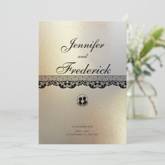 Gouden Alcohol Ink Elegante bruiloft Kaart (Staand voorkant)