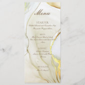 Gouden Alcohol Inkt Handgemaakte Witte Platte Menu (Voorkant)