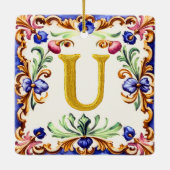 Gouden Alfabet – Letter U Keramisch Ornament (Achterkant)