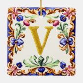 Gouden Alfabet – Letter V Keramisch Ornament (Achterkant)
