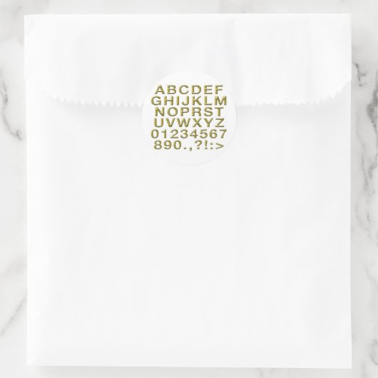 Gouden alfabet ronde sticker (Tas)