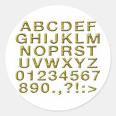 Gouden alfabet ronde sticker (Voorkant)