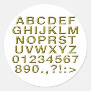 Gouden alfabet ronde sticker