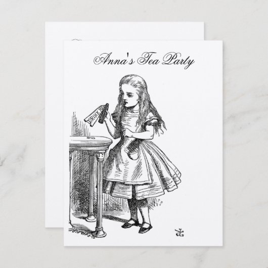 GOUDEN Alice in de Verjaardag van het Theekransje Kaart (Voorkant / Achterkant)