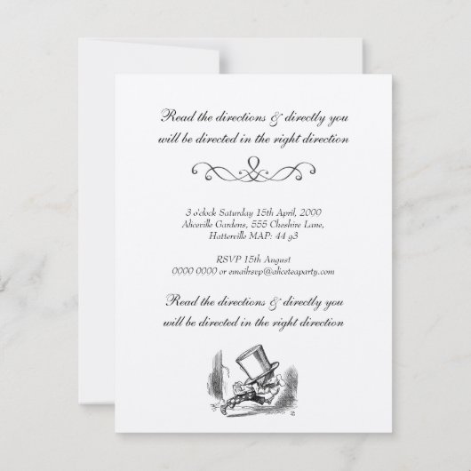 Gouden Alice in Wonderland Tea Party Verjaardag Kaart (Achterkant)