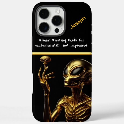 Gouden Alien met mysterieus ambacht Case-Mate iPhone Case (Achterkant)