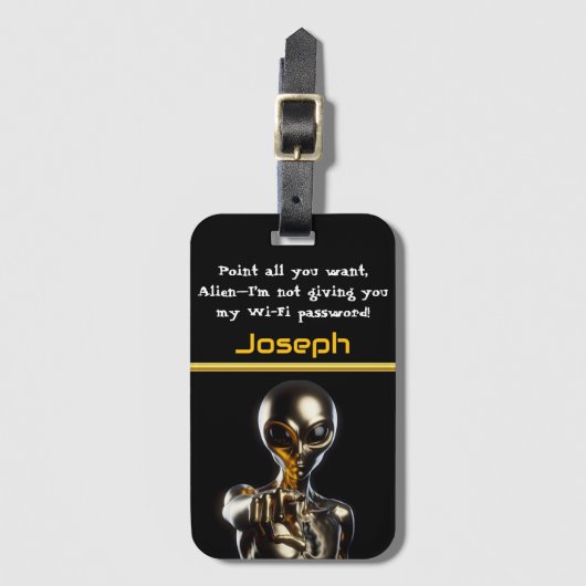 Gouden Alien Reaching Out in een surrealistisch, d Bagagelabel (Voorkant (verticaal))