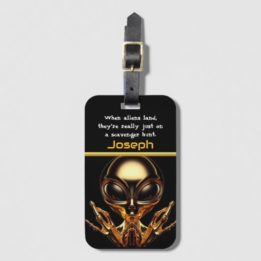 Gouden Aliens Ontmoeting op Area 51 Bagagelabel (Voorkant (verticaal))