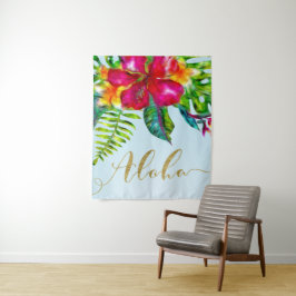 Gouden Aloha Hawaiaanse Luau Elektrische Bloemen A Wandkleed