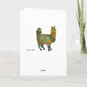 Gouden Alpaca & Blauwgroen Uil Verjaardag Kaart (Achterkant)