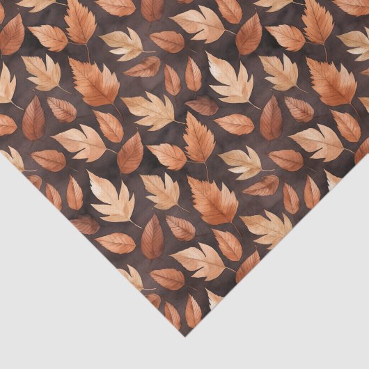 Gouden Amber Bruin Herfst Blad Patroon Tissuepapier (Detail)