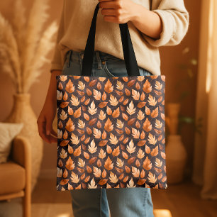 Gouden Amber Bruine Herfstblad Patroon Tote Bag