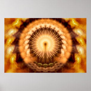 Gouden Amber Goddelijke Uitstraling Mandala Poster