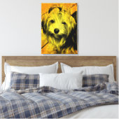 Gouden Amber Grunge Yorkshire Terrier Wall Art Canvas Afdruk (Insitu (Slaapkamer))