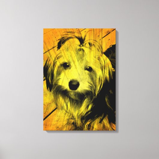 Gouden Amber Grunge Yorkshire Terrier Wall Art Canvas Afdruk (Voorkant)