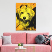 Gouden Amber Grunge Yorkshire Terrier Wall Art Canvas Afdruk (Insitu (Woonkamer))