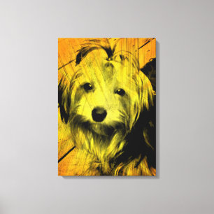 Gouden Amber Grunge Yorkshire Terrier Wall Art Canvas Afdruk