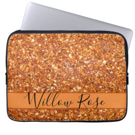 Gouden amber sinaasappel sprankelende glitter kall laptop sleeve