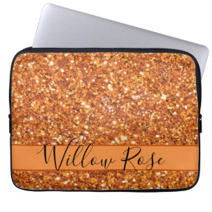 Gouden amber sinaasappel sprankelende glitter kall laptop sleeve