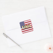 Gouden Amerikaanse vlag Vierkante Sticker (Envelop)