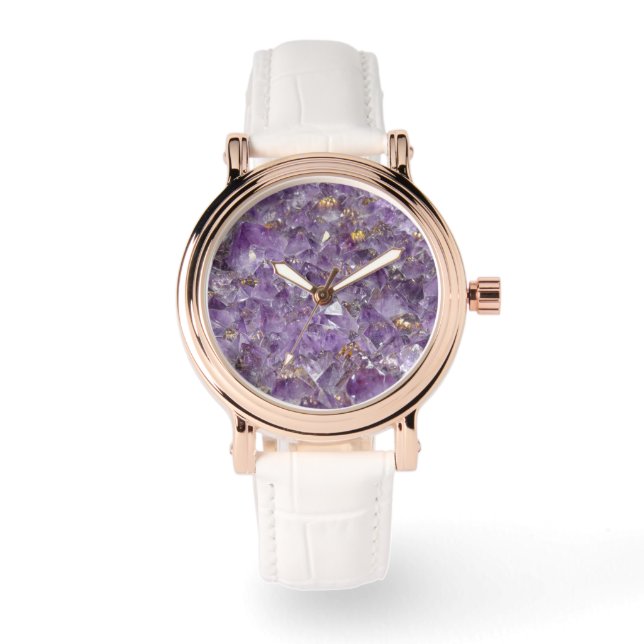 Gouden Amethist Glans Horloge (Voorkant)