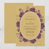 Gouden Amethist Ranunculus Sage Bruiloft Kaart (Voorkant / Achterkant)