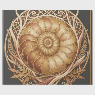 Gouden Ammoniet Fossiel Keltische Frame Sierlijk P Cadeaupapier