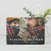 Gouden ampersand foto save the date kerstkaart (Staand voorkant)