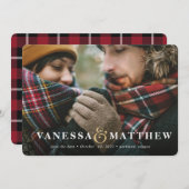 Gouden ampersand foto save the date kerstkaart (Voorkant / Achterkant)