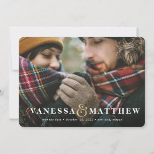 Gouden ampersand foto save the date kerstkaart