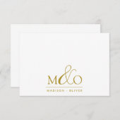 Gouden Ampersand Monogram Paar Note Kaart Notitiekaartje (Voorkant / Achterkant)