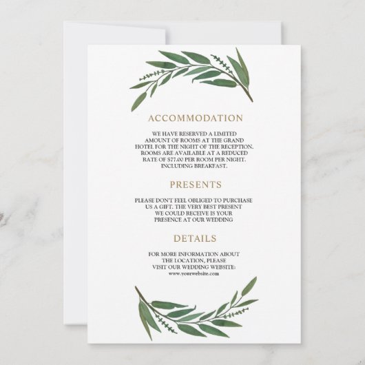 Gouden Ampersand Olive Branch Alles in een bruilof Kaart (Achterkant)