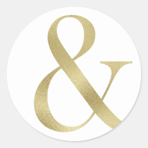 Gouden ampersand stickers, folie lettertype ronde sticker