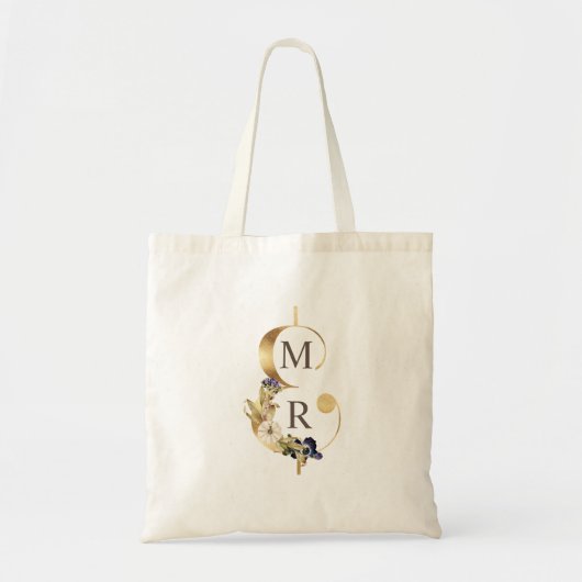 gouden ampersand voor dubbelmonogram bruiloft tote bag (Voorkant)