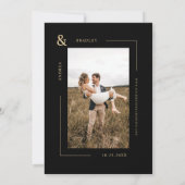 Gouden Ampersand Zwart Geometrisch Foto Bruiloft Kaart (Achterkant)