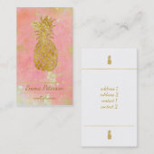 gouden anananas op roos roze visitekaartje (Voorkant / Achterkant)
