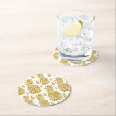 gouden anananassen ronde kartonnen onderzetter (Insitu)