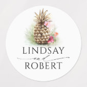 Gouden Ananas Bloemen Tropische Waterdichte Sticke Labels (Design 1)
