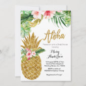 Gouden ananas bruids douche uitnodiging succulent (Voorkant)