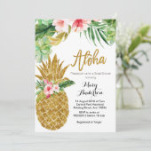 Gouden ananas bruids douche uitnodiging succulent (Staand voorkant)